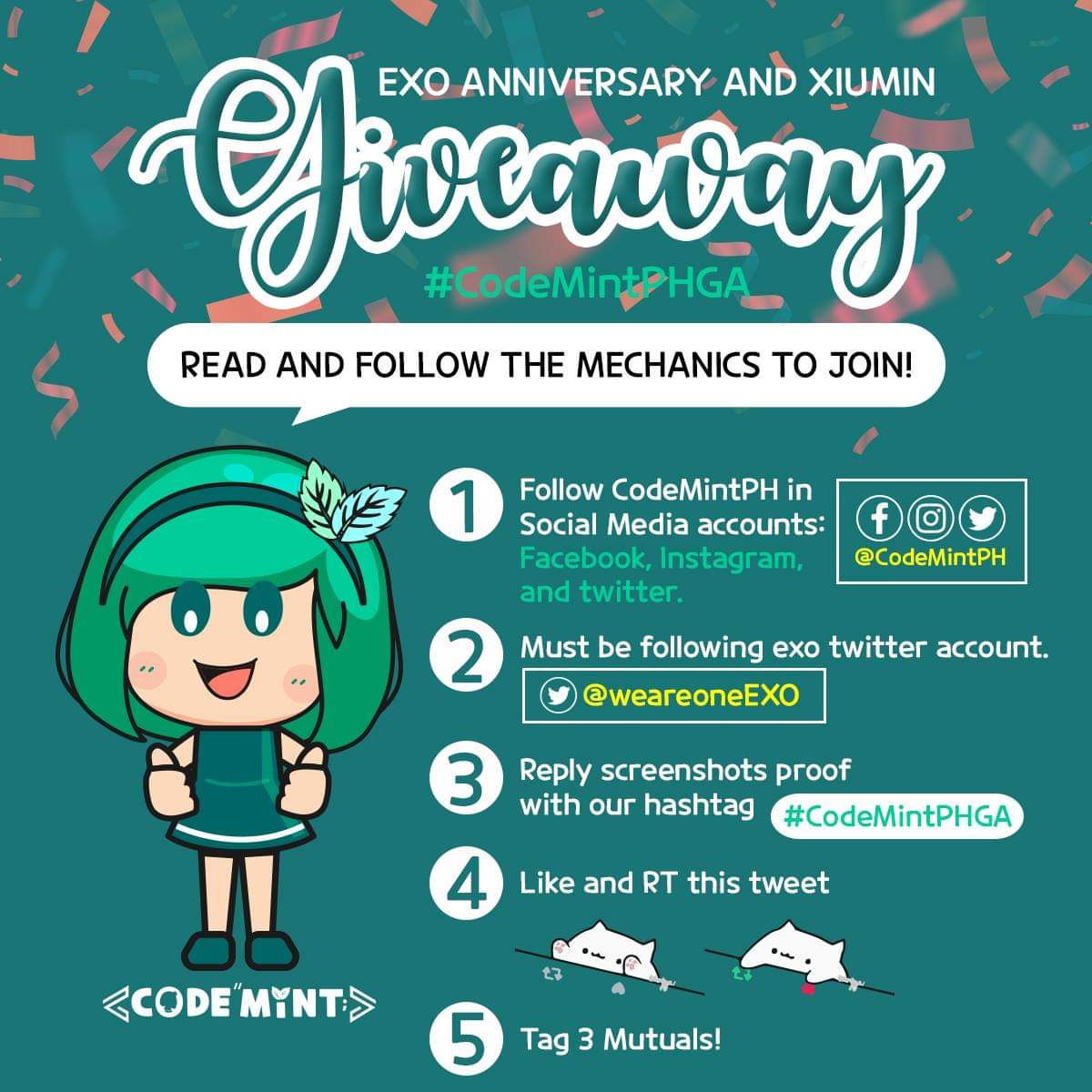 CodeMintPH's tweet photo. 📣📣 EXO Anniversary Giveaway🎊🎊
Follow our mechanics below and be one of our lucky winners.🤗
🍀 PH only
🍀 1 Self-Portrait album
🍀 Postcards & PC
🍀 Xiumin Secret Envelope
🍀 End April 7
Goodluck Mintys😘
#CodeMintPH #CodeMintPHGA #Giveaway #EXO #WeAreOne https://t.co/lmUQJpTsO4