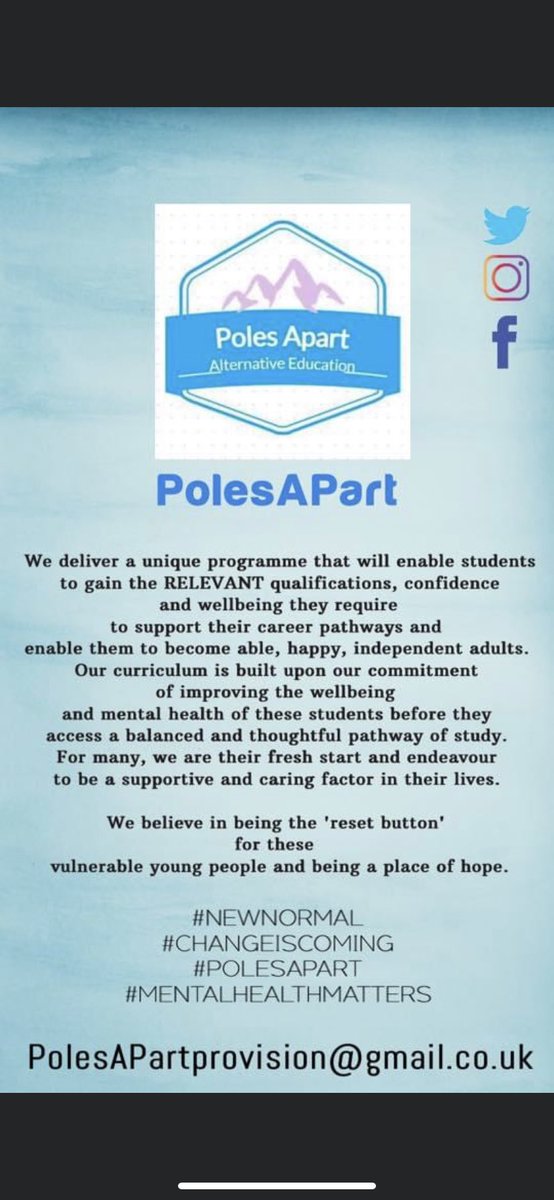 ApartPoles's tweet photo. #NewNormal #changeiscoming #polesapart #MentalHealthMatters #Wellbeing https://t.co/WAwQehh0rp