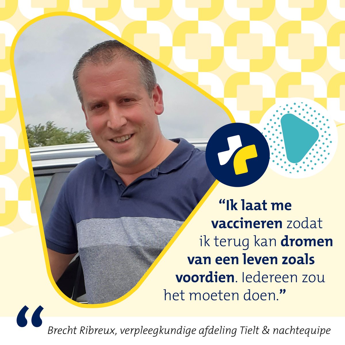 WitGeleKruisOVL's tweet photo. Er zijn 1001 redenen om je te laten vaccineren tegen corona. Brecht, Veerle en Jos hebben hun persoonlijke redenen. En jij? #laatjevaccineren https://t.co/vaAohdq20p