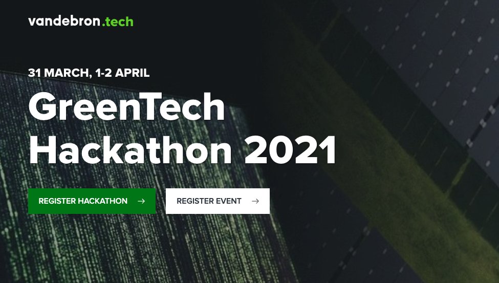 OakwellHampton's tweet photo. How can you use your skills to contribute to the #greenrevolution?

Climate change is so much more than green energy, join @Vandebron #GreenTechHackathon from March 31st to April 2nd to find technology solutions to problems in wildlife conservation and renewable energy #hackathon https://t.co/qspPKH0dWb