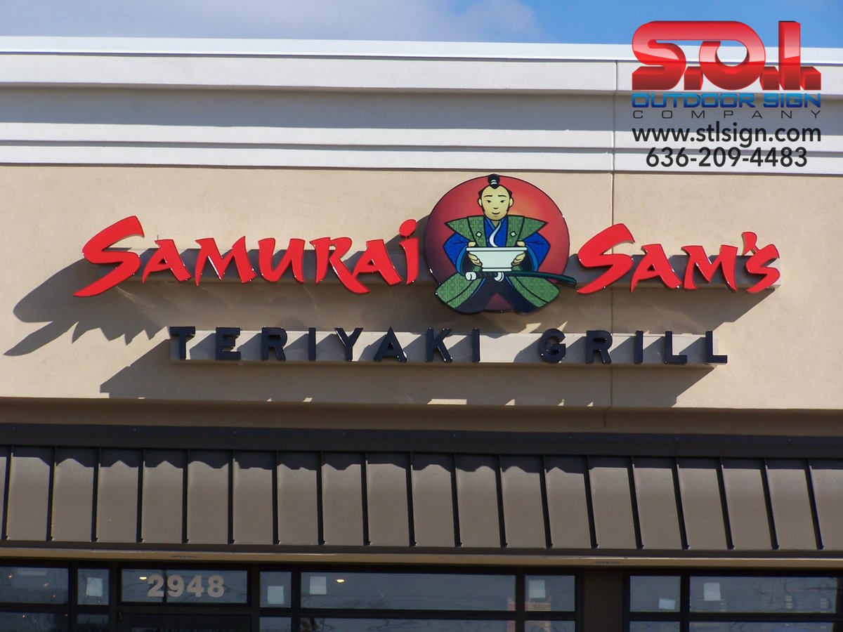 Source4Signs's tweet image. Wall sign for SAMURAI SAM'S TERIYAKI GRILL!

#signlettering #signfabrication #channellettersign #customsignage #stl #stlouis #SOISign #Source4Signs #signdesign #stlouissigns #visualidentity #signinstallation #signshoplife #signmaking #business #brentwoodmo #chesterfieldmo
