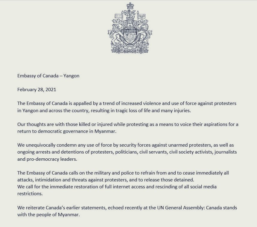 Reposting the Embassy’s Feb 28 statement calling for restraint and cessation of violence. One month later- it is tragic that this statement must be issued again.