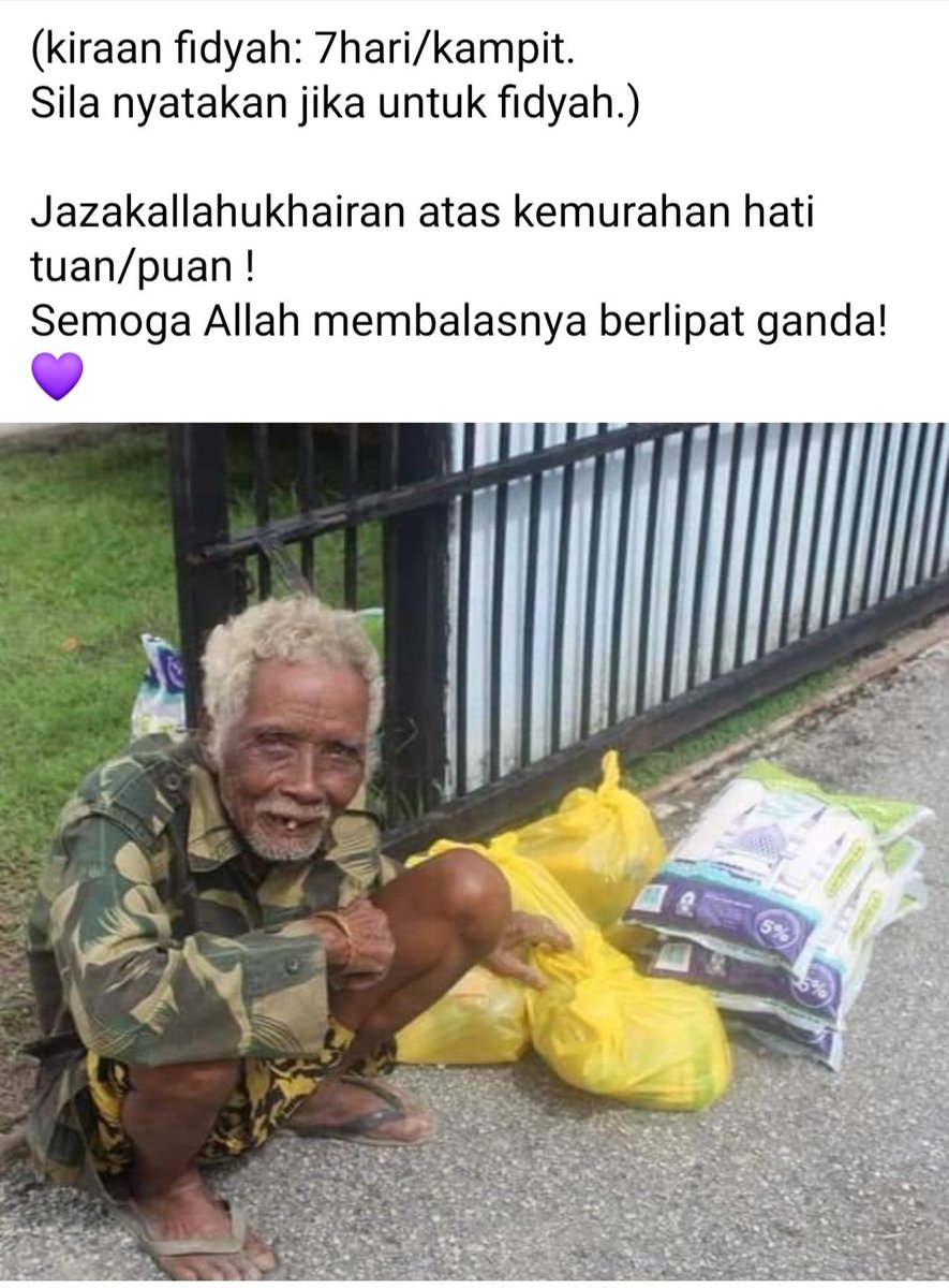 Sekiranya ada yang belum bayar fidyah, atau ingin bersedekah di bulan sya& #39;aban dan ramadhan ni, boleh lah melalui saluran ini.More details: https://www.facebook.com/190465444... href=