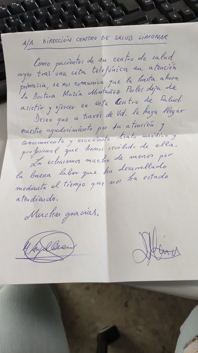 maria_perles's tweet photo. Pues otra vez a esperar la llamada del SAS, menos mal que hay pacientes que te recuerdan lo maravilloso de esta profesión porque si no habría tirado la toalla...#medicodefamilia #sas #alparo https://t.co/6V9nu0afnk