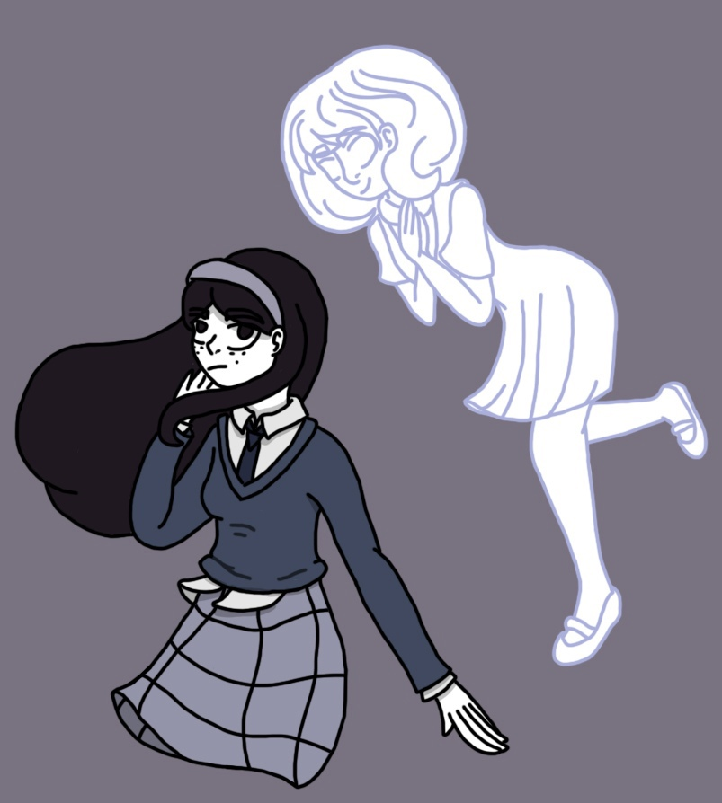 MariaAlie5's tweet photo. This is a drawing based on the beautiful graphic novel "Anyas Ghost". Seriously, the novel is very chic and very not unpopular. 
I still haven't decided how best to paint the ghost line, so there are three options here.
#ПризракДляАни #AnyasGhost #AnyasGhostArt #art https://t.co/Wex2pBQufK