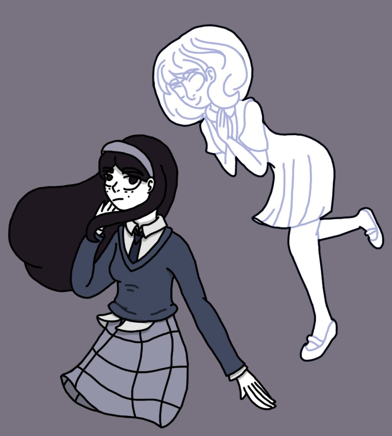 MariaAlie5's tweet photo. This is a drawing based on the beautiful graphic novel "Anyas Ghost". Seriously, the novel is very chic and very not unpopular. 
I still haven't decided how best to paint the ghost line, so there are three options here.
#ПризракДляАни #AnyasGhost #AnyasGhostArt #art https://t.co/Wex2pBQufK