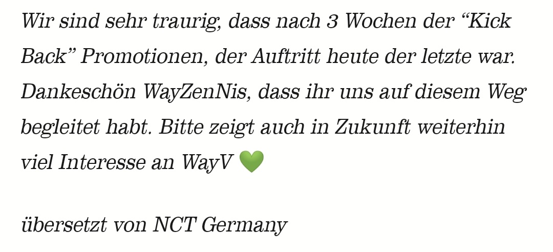 NCTsmtown_DE's tweet photo. [WayV]

Deutsche Übersetzung des Twitter Updates von @WayV_official vom 27.03.2021

Übersetzung im Bild

-L

#NCT @NCTsmtown #WayV #WeiShenV #WayV_KickBack #WayV_Comeback #KickBack https://t.co/gh2TW1UM7O