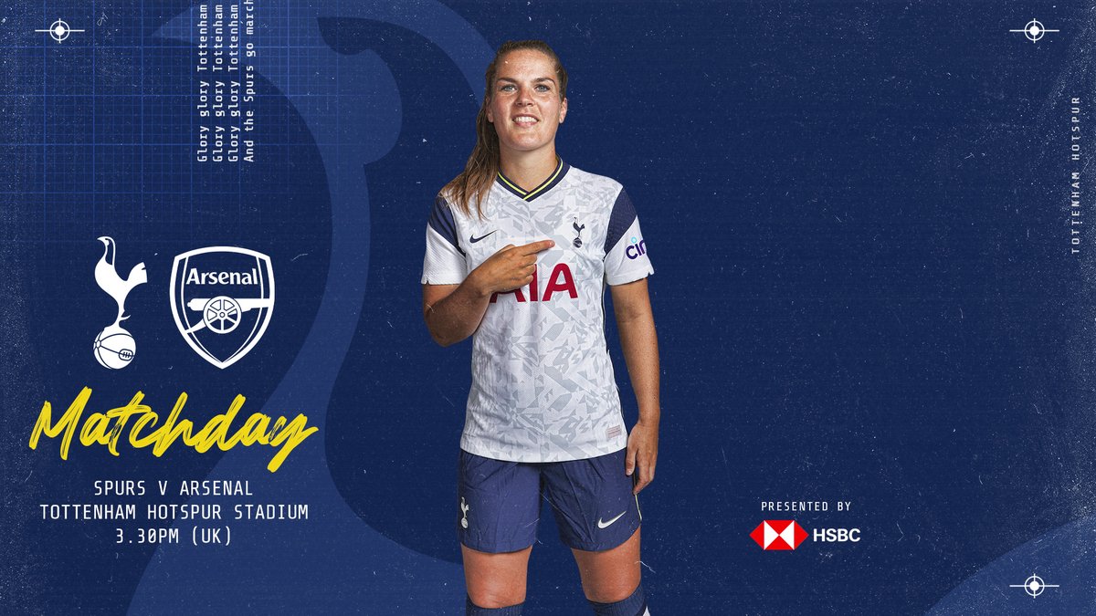 SpursWomen's tweet photo. 𝗗𝗘𝗥𝗕𝗬 𝗗𝗔𝗬 𝗜𝗡 𝗡𝟭𝟳 👊

🆚 @ArsenalWFC 
🏟️ Tottenham Hotspur Stadium
🏆 @BarclaysFAWSL
⏱️ 3.30pm (UK)
📺 Watch LIVE on @SpursWomen from 2.45pm GMT

#NorthLondonDerby ⚪ #COYS https://t.co/LLprPs6p2W
