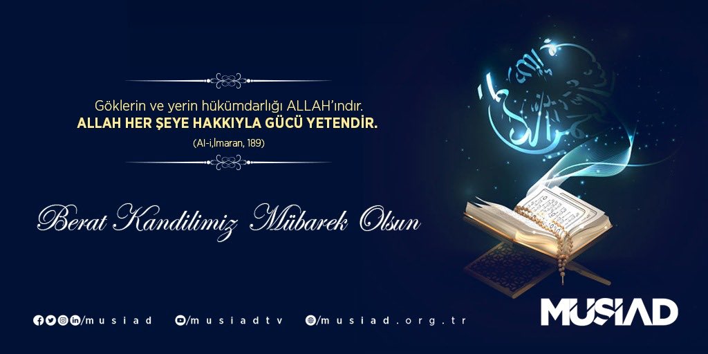 sahinaydin36's tweet photo. Berat Gecenizi tebrik ediyor; milletimiz, İslam alemi ve tüm insanlık için sağlığa ve hayırlara vesile olmasını diliyorum.
#BeratKandilimizMübarekOlsun https://t.co/1jH5NPov5B
