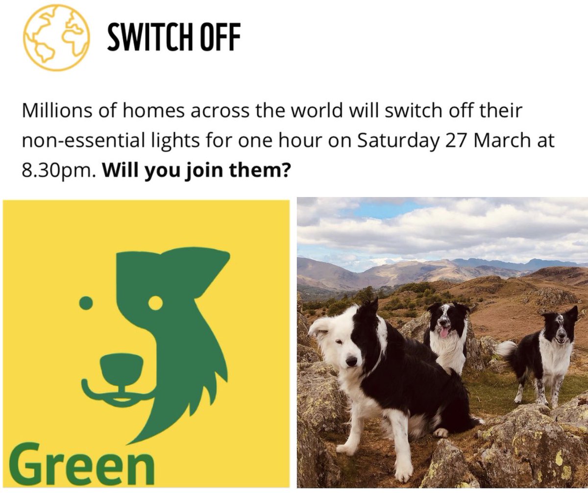 Will you be joining #ZaktheCollieDog & millions of homes across the world for #EarthHour2021 at 8.30pm this evening?

wwf.org.uk/earth-hour?fbc…

#planet #reduceyourfootprint #careaboutourplanet #makeadifference @WWF_streamers @CAfStweets @CherrydidiUK @FriendsofLakes #lakedistrict