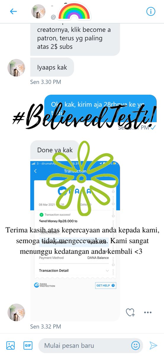 believedstore's tweet photo. #BelievedTesti 

Jasa pembayaran/berlangganan/checkout patreon. 

Senin, 8 Maret 2021. https://t.co/uStVlpDf2q