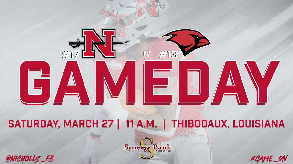Nicholls_FB's tweet photo. WAKE UP, IT'S GAMEDAY‼️

No. 17 Nicholls... No. 13 UIW... late morning kickoff... LET'S GEAUX!
 
📺: ESPN+
🖥️: https://t.co/AqFft1nlJH
📻: https://t.co/zN5R2HCwar 
📊: https://t.co/HiPNQNLnZq

#geauxcolonels #GAme_oN https://t.co/DvDMCT8Oxq