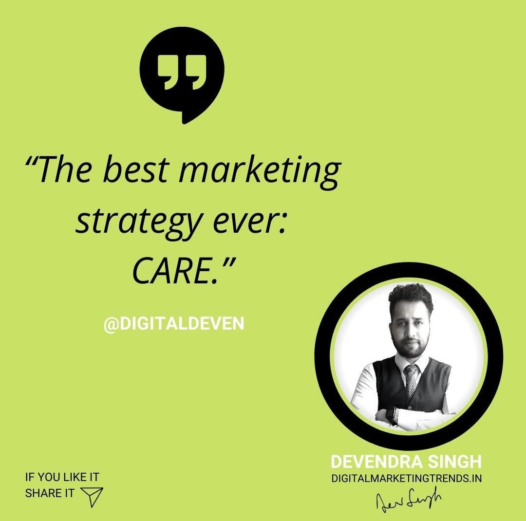 "The Best Marketing Strategy ever: CARE."

Hit ❤️ &amp; share with your friends!
Follow 👉 <a href="/DMTindia/">DMT</a>
Visit our site 👉 digitalmarketingtrends.in
#quotes #love #motivation #life #inspiration #quoteoftheday #instagram #motivationalquotes #instagood #quote #follow #bhfyp #like #happiness