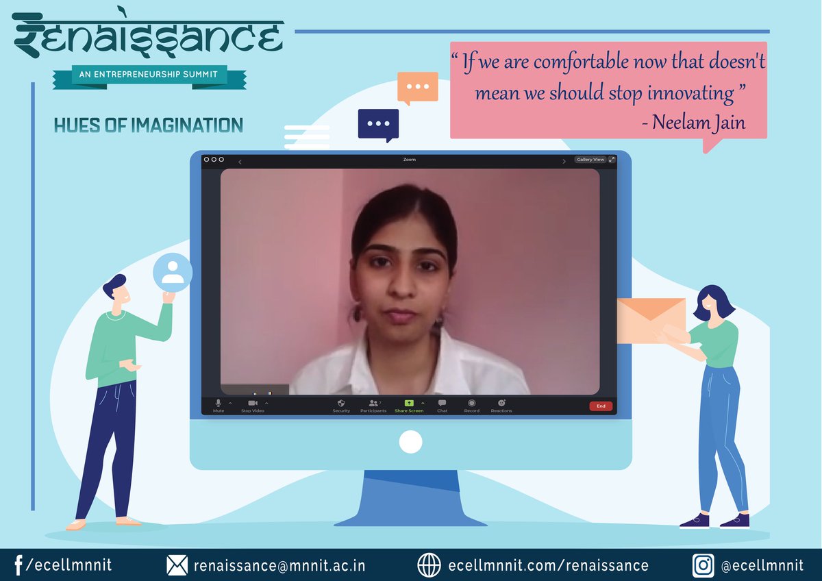 ECellMNNIT's tweet photo. ‘Some uttered words unknowingly ignite the spark that changes one's life’. And Miss Neelam Jain has been one of those speakers. Listening to her wise thoughts helped significantly in analysing our career goals.
#ecellmnnit #renaissance #speakerhighlights #etalks #renaissance6.0 https://t.co/UvxVbqF6rH