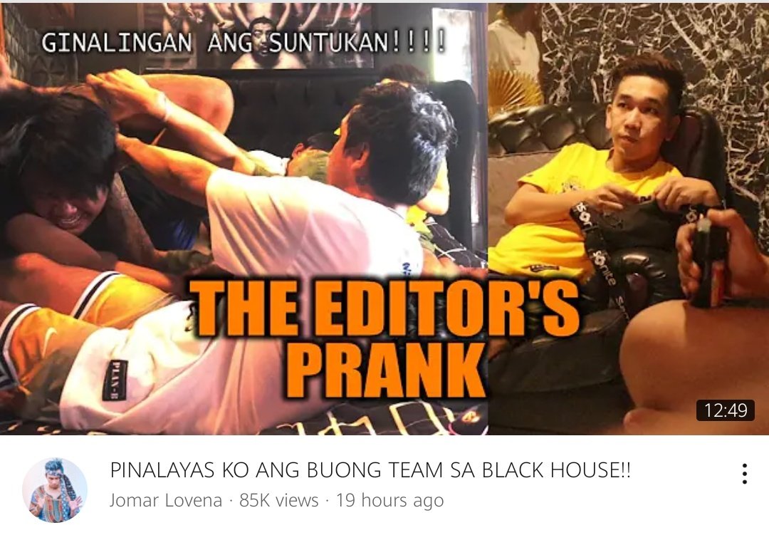 flyhybutterfly's tweet photo. Kamowwnnn!!!

"PINALAYAS ANG BUONG TEAM SA BLACK HOUSE"
may nagsuntukan at may naprank na naman ?? 🤔👌

The Unprankable is BACK 🤙
watch here : https://t.co/255zvmJOjt

#JomarLovena
#Bosskillah
#TeamHorrorGreat
#LegendaryPrankster https://t.co/3l55NlKWrg