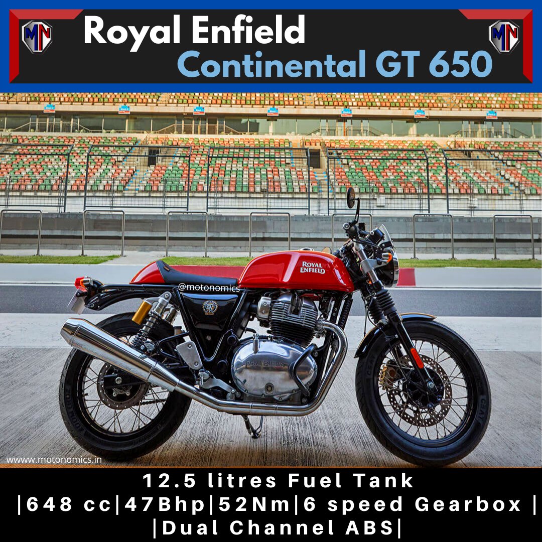Motonomics1's tweet photo. @royalenfield  has launched the 2021 #Interceptor650, #ContinentalGT650
The prices of the Royal Enfield #ContinentalGT650 starts at Rs 2,91,701 and go up to Rs 3,13,367 (both prices are ex-showroom, #Delhi). 
#RoyalEnfieldTwins #ItsPlaytime #EasyGotBack #RoyalEnfield #RidePure https://t.co/yquhesMJNy