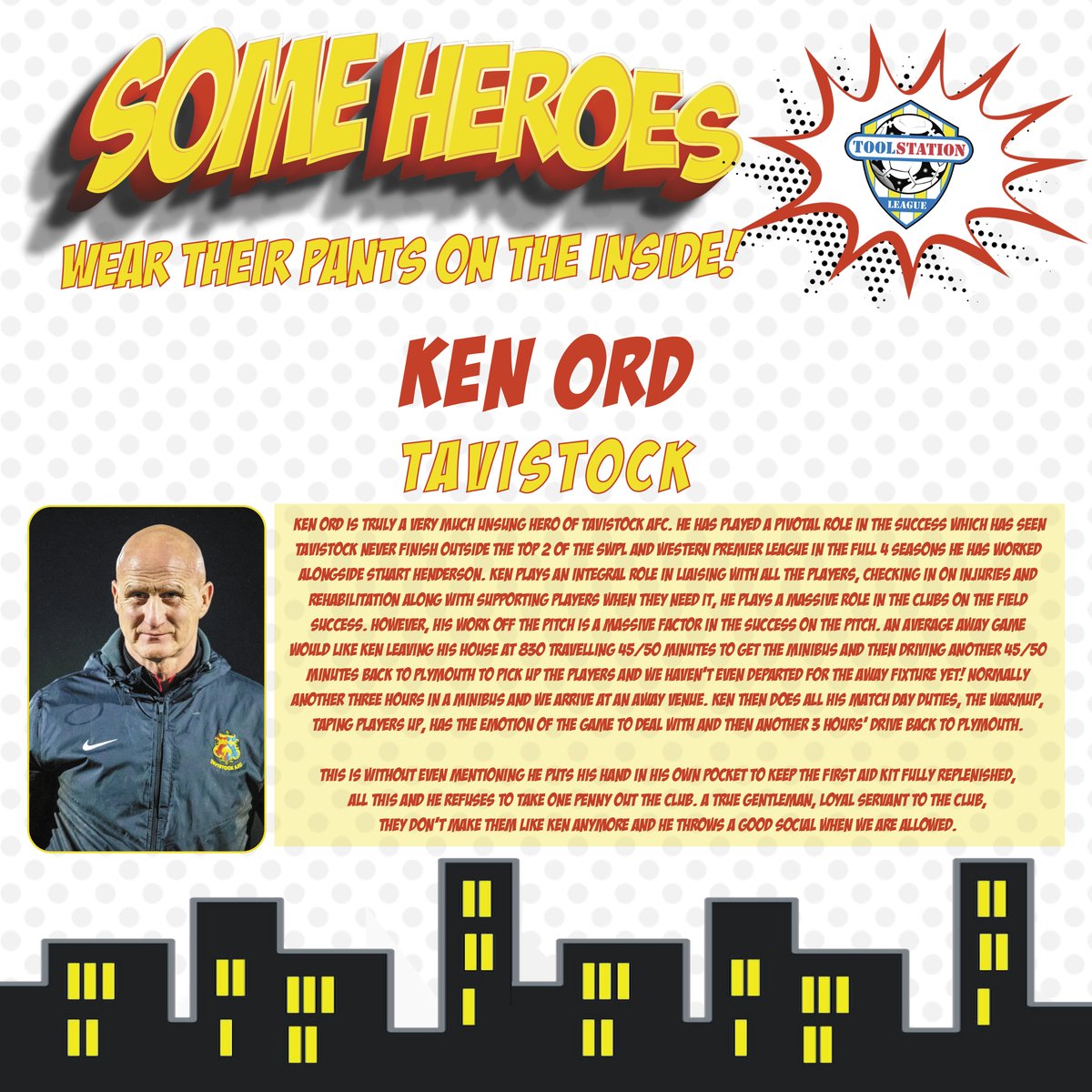 🦸‍♂️

Today's Unsung Hero is Ken Ord from <a href="/tafclambs/">Tavistock AFC</a>.

"A true gentleman, loyal servant to the club, they don’t make them like Ken anymore and he throws a good social when we are allowed."

toolstationleague.com/unsung-heroes

<a href="/swsportsnews/">South West Sports News</a> <a href="/IanNockolds/">IanNockolds</a>