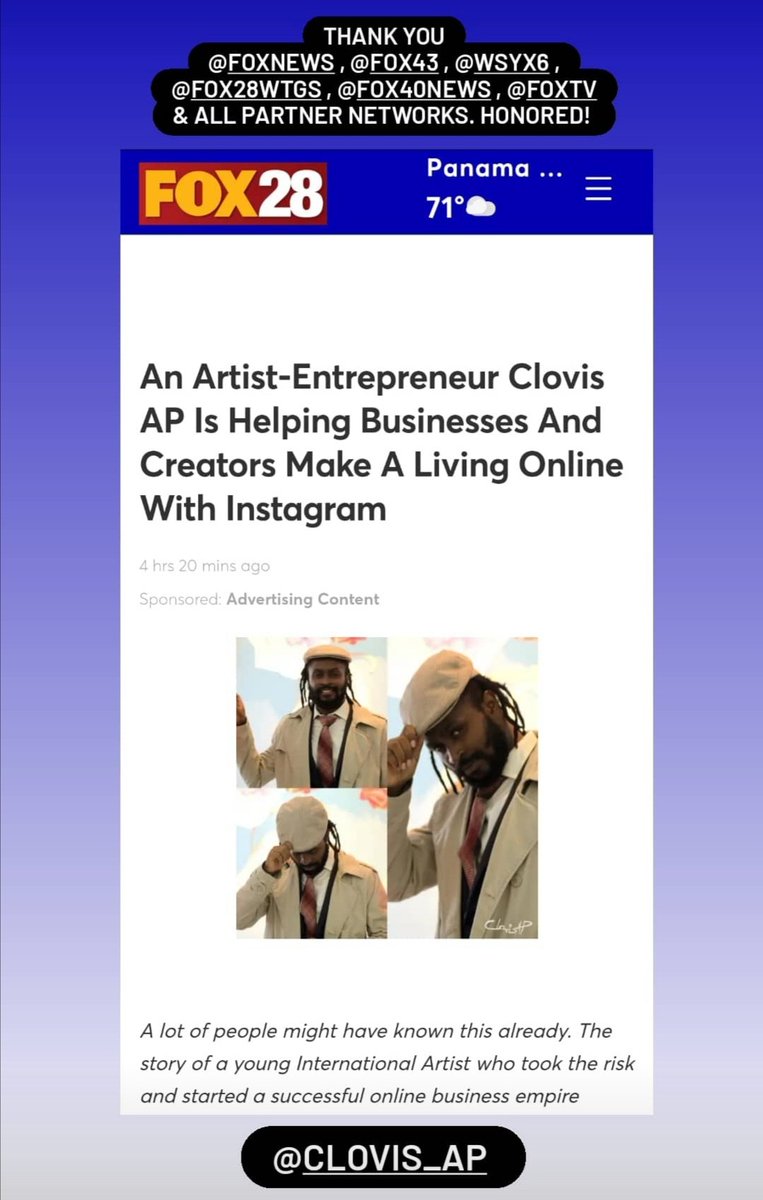 clovis_ap's tweet photo. Our Story Is Worth Sharing Because It Is Not Only Inspired But Remove The Limitations On Every Mindset. My Gratitude To #FoxNews #FoxTv And All Their Partners &amp; Networks For Sharing My Story.... #APTTM I Wish My Late First Partner "Norbert Chika", He Believed In My "Crazy Dreams" https://t.co/qXf024nl6F