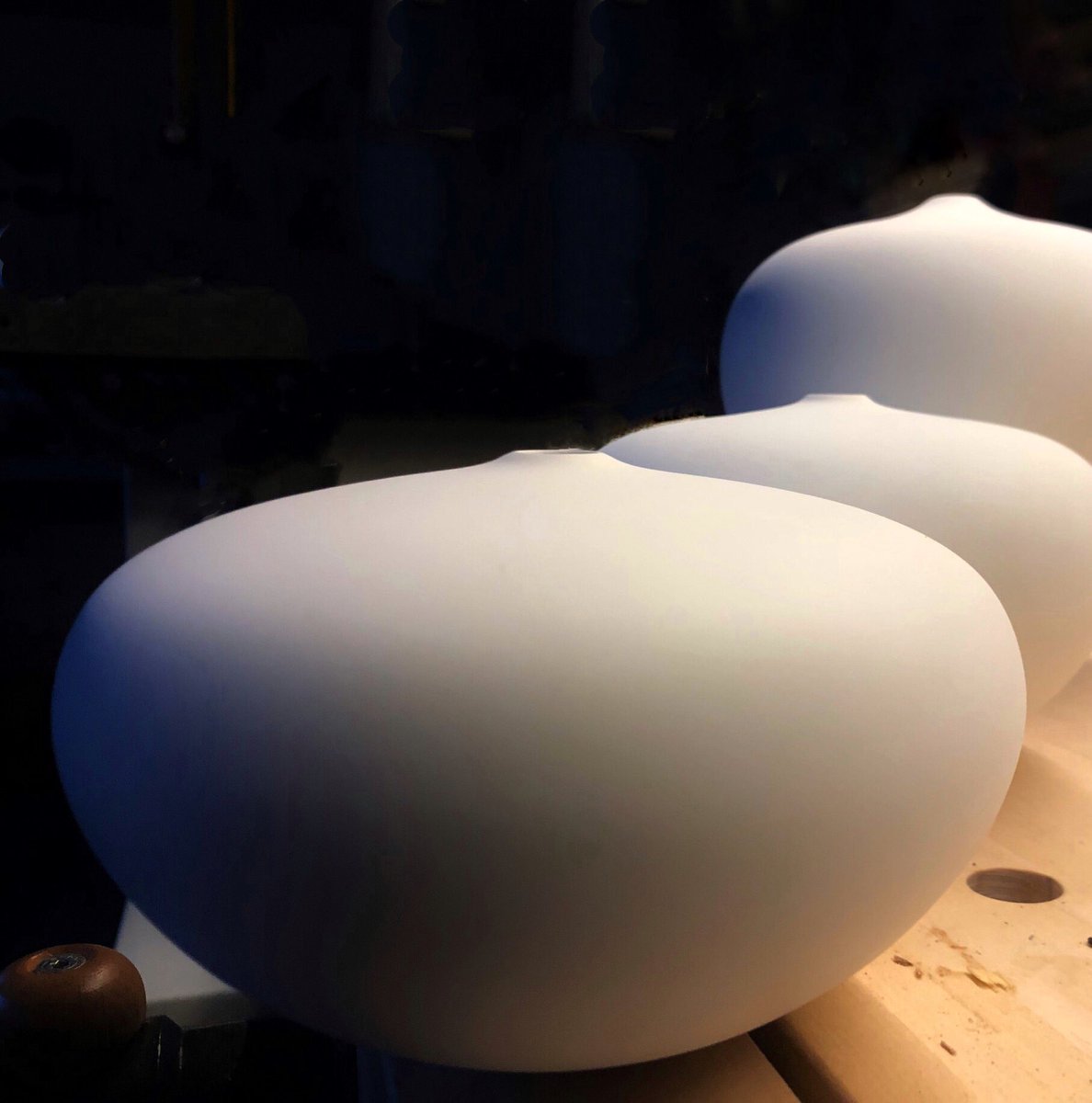 New workshop has been up and running for a while, albeit I have been playing catch up and will be for some time.  Currently working through finishing forms as well as pieces ready for <a href="/WizardryinWood/">Wizardry in Wood</a> in October, London. Looking forward to the experience !