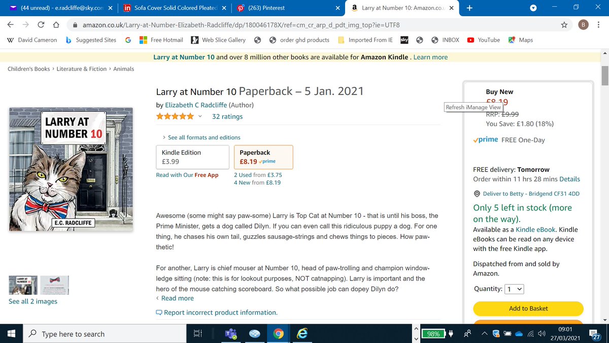 ElizabethRadcl5's tweet photo. Thanks for your support in nearly selling out the first run of Larry at Number 10 x There are now just 5 left on Amazon my publishers hold no copies until the next print which is coming up soon! #number10cat #chickenandfrog #pickledbooks #chepstowbooks #hatchards #muswellhillbks https://t.co/ebM6BObWlu