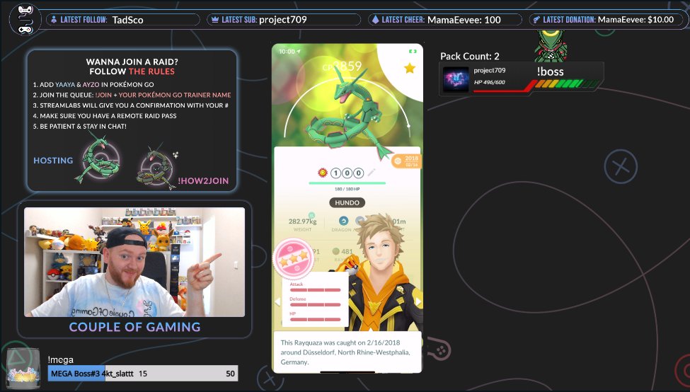 coupleofgaming's tweet photo. #Rayquaza Raids for 10 HOURS! 
Tune in and let's get that SHUNDO together!

Live now for a looooong time:
https://t.co/XfADAmzSog

#RayAllDay #PokemonGO #ShinyRayquaza https://t.co/mxp4FRiLJO