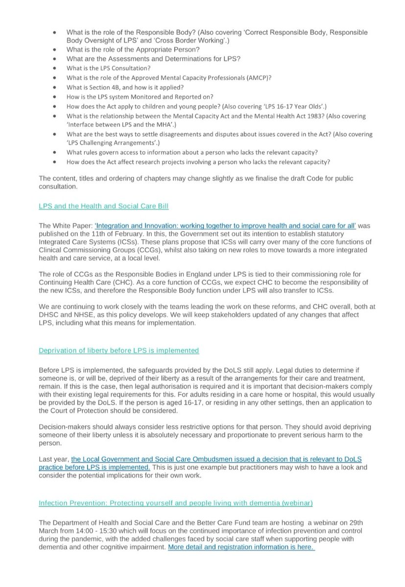 Latest update on MCA code of practice &amp; LPS. Retweet &amp; share. @slmrtn85 <a href="/LizzyEJRat/">Elizabeth Ratcliffe</a> <a href="/LRatapana/">Lindsay ratapana</a> <a href="/Lorrainelliott4/">#hellomynameis Lorraine Elliott RN DN QN</a> <a href="/kennygibsonnhs/">#HelloMyNameIs Kenny MBE, RN, QICN</a> <a href="/RandallCath/">#Hello MNI Catherine 💚💚💚</a> @gm_ccg <a href="/tomparkerevans/">Tom Parker-Evans</a> <a href="/PeteChapman82/">Peter Chapman</a> <a href="/PennineCareNHS/">Pennine Care NHS FT</a> <a href="/GMMH_NHS/">Greater Manchester Mental Health</a> <a href="/Capacitylaw/">Alex Ruck Keene</a> <a href="/janinec_OCCG/">Janine Campbell</a> @BWSafeguarding <a href="/jayne_bridge1/">Jayne Bridge</a> @ElizaMathew