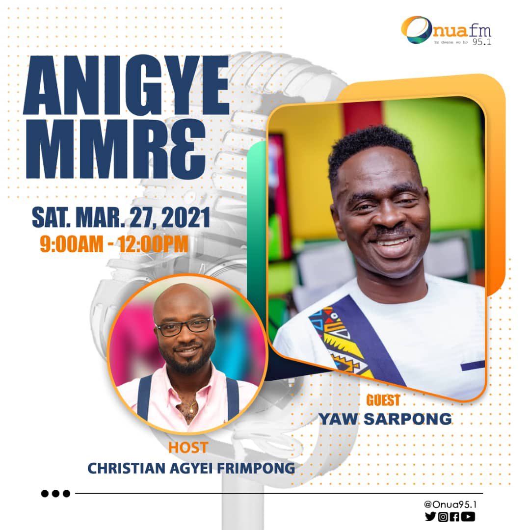 onua951fm's tweet photo. We’ve got a great lineup of guests for you on your number one entertainment show #AnigyeMmere with @Chris_OnuaFM. 

We’re live on air.📻 Tune in. https://t.co/EQDlhimqQn