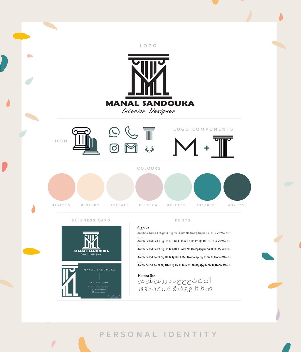 ManalSand's tweet photo. هويتي الشخصية 
رايكم؟
.
.
My personal identity board 👷🏼‍♀️

#هويتي #لوقو #تصميم_داخلي #تصميم_ديكور #تصميمي #تصميم_حدائق #تصميم_معماري #الان #الرياض_الان #جدة #كورونا #الوان #interiordesign #LogoDesign https://t.co/l0nn7OZVFQ