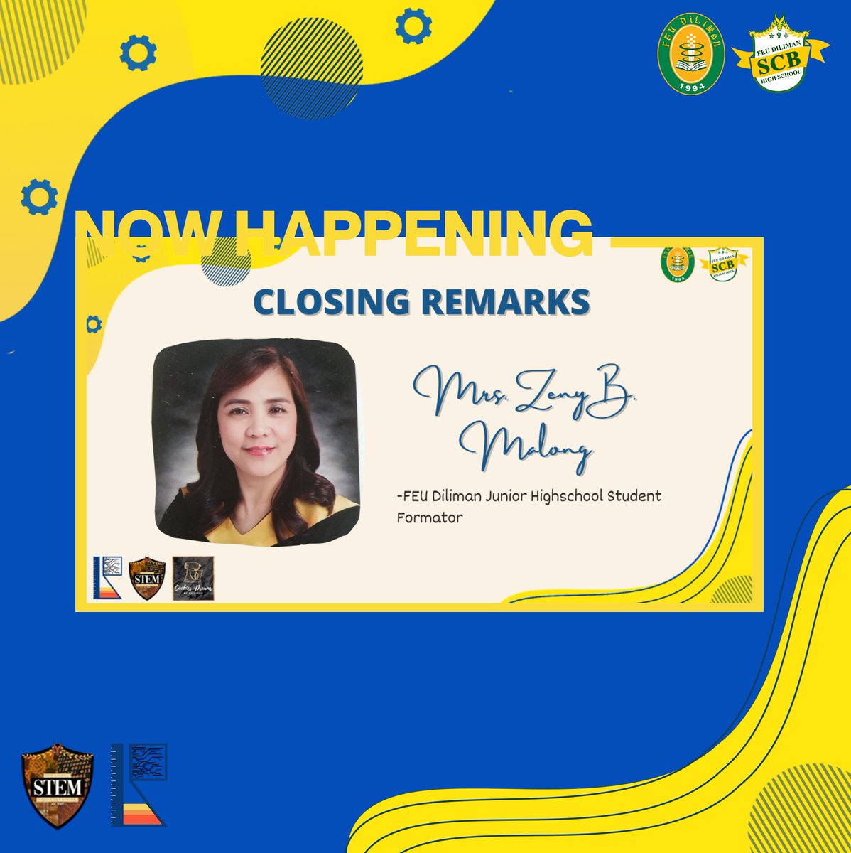 SCB_FEUD's tweet photo. #NOWHAPPENING

Mrs. Zenaida B. Malong, JHS Student Formator, and Ms. Joy A. Mergillano, SHS Coordinator, extend their deepest gratitude in their closing remarks for this year’s Breakthrough: Empowering Future Catalyst through Leadership Inspired by Innovation, Driven by Passion. https://t.co/vTibVNp45y