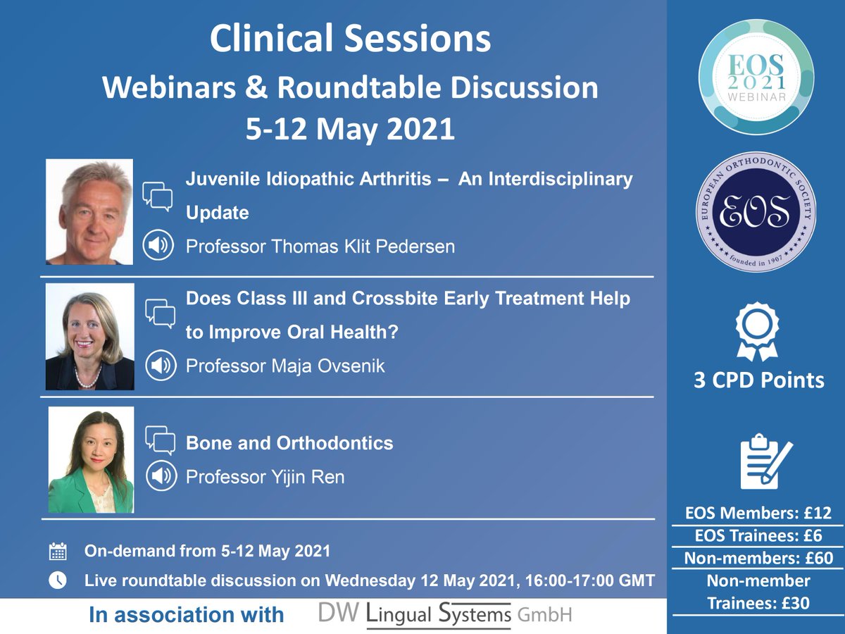 EuroOrthodontic's tweet photo. 📢Calling EOS members, #postgraduates and all those interested in #orthodontics #orthodontist #orthodontic to join our renowned speakers for the second #EOSwebinar series👇
Register now https://t.co/FA9D3VjDT2
@AarhusUni @orthopracticeus @umcg @NESONews @BOSbracesPlease share🙏 https://t.co/O5TnM9LS8z