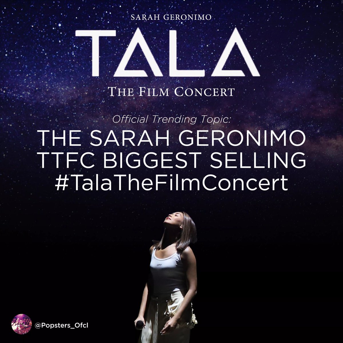 PopsterBCJ15's tweet photo. Guys continue to tweet, promote and use our ott thank you

THE SARAH GERONIMO
TTFC BIGGEST SELLING
#TalaTheFilmConcert
@JustSarahG https://t.co/VeVQ2SPKzp
