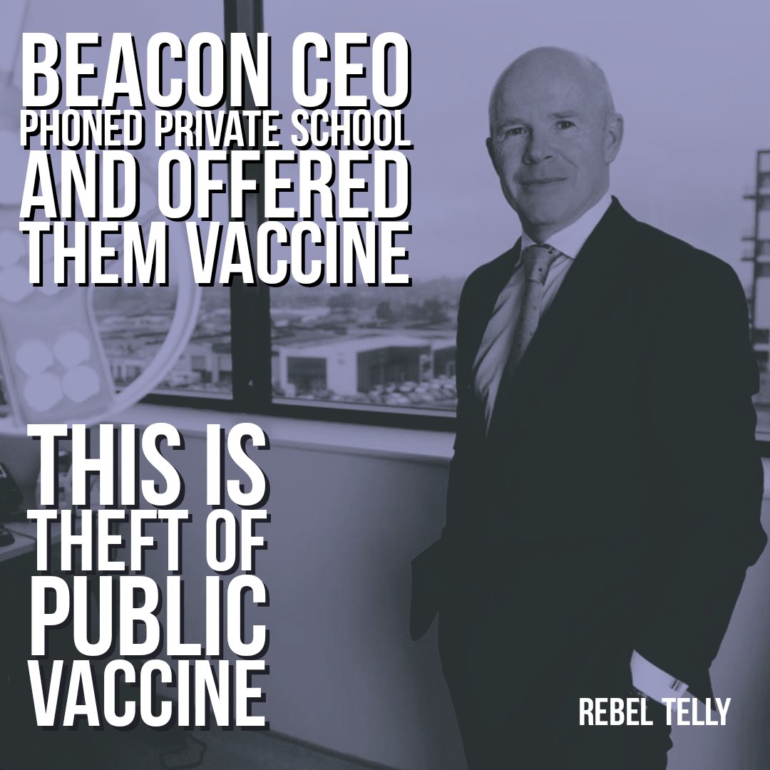 RedMediaIreland's tweet photo. Michael Cullen, CEO of private Beacon clinic, phoned fee paying school his kids go to and offered vaccine.

He stole public vaccine.

This is theft.

95% women in Irish prisons there for petty theft yet the elite can steal life saving public vaccines?

#beaconhospital #covid19 https://t.co/AEybK2CSrF