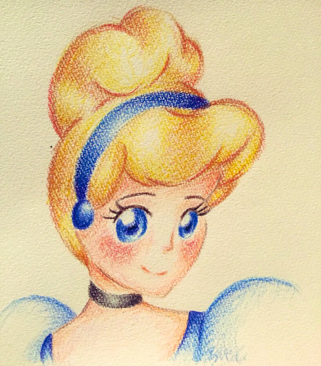淡々 على تويتر シンデレラ 色鉛筆 絵 イラスト シンデレラ ディズニー プリンセス かわいい