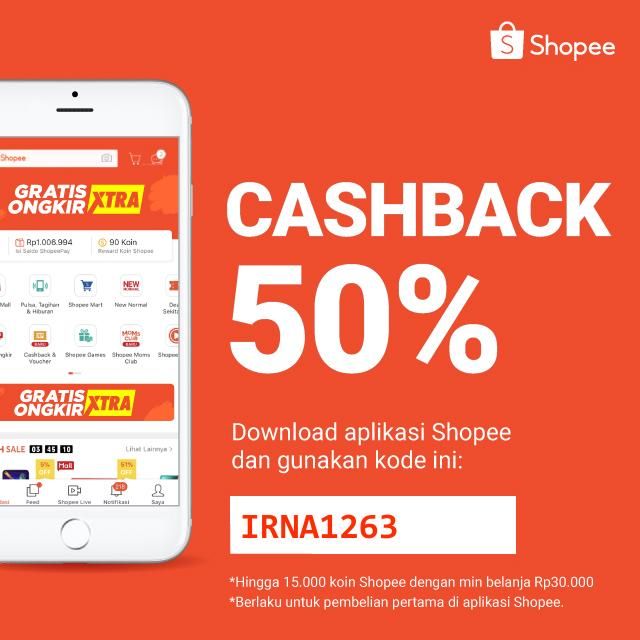 IrnaYuliani2's tweet photo. Dapatkan Cashback 50% untuk pembelian pertamamu dengan kode: IRNA1263. Yuk, download aplikasi Shopee sekarang dan nikmati belanja dengan gratis ongkir! https://t.co/SaSbNpQCzv https://t.co/BNwOMsMcBa