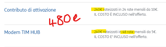 Vuoi attivare una #lineaveloce a prezzi convenienti?
Clicca su "dettagli costo" e, (sorpresa!) quasi 500€ tra attivazione e modem (perché obbligatorio?) ed un vincolo de facto di 4 anni. Ma l'#AGCOM ?