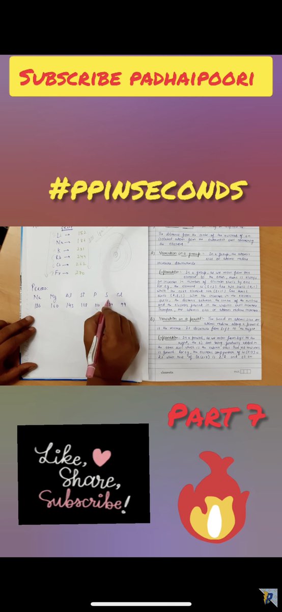 PadhaiPoori's tweet photo. Trends in modern periodic table variation of atomic size in a period class 10 Chemistry check out complete video on #youtubeshorts keep sharing keep supporting keep learning #padhaipoori #class10 #chemistry #ppinseconds #shorts #postoftheday #cbse #ncert #boards #like #share https://t.co/uUuFURDdTH