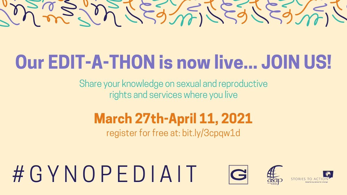 StoriestoAction's tweet photo. ‼️ There's still time to register for our EDIT-A-THON ‼️
.
Come join us spread up-to-date information on #SRHR around the world 🌏 Your experience and knowledge can make a difference!
.
Let’s #gynopediait! 
.
#SRHR #Gynopedia #StoriesToAction #SafeAbortion #AsiaSafeAbortion https://t.co/LYLD58hrfF