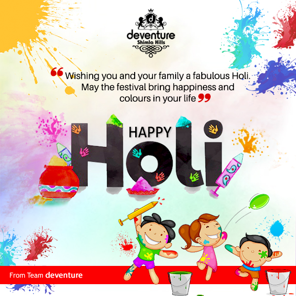 DeventureH's tweet photo. This 2021 Holi may bring lots and lots of colourful seasons and days in your life filled with plenty of happiness and love. 
Wish you a very Happy Holi from everyone here at Deventure Shimla Hills.
#Happyholi #Holi2021 #Colors #Sweet #Celebrations #indianfestival #festivalofcolor https://t.co/OGFcVpFYBi