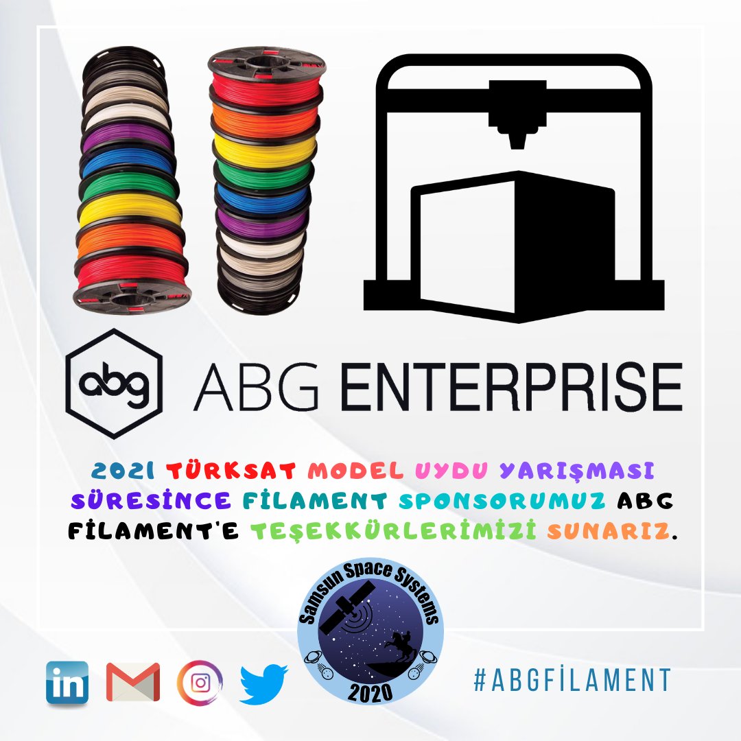 2021 TÜRKSAT Model Uydu Yarışması süresince filament sponsorumuz ABG Filament'e ve değerli yöneticisi Özgür Aslan'a teşekkürlerimizi sunarız.
<a href="/teknofest/">TEKNOFEST</a> <a href="/modeluydu/">Model Uydu Yarışması</a> <a href="/T3Vakfi/">TR Teknoloji Takımı</a>