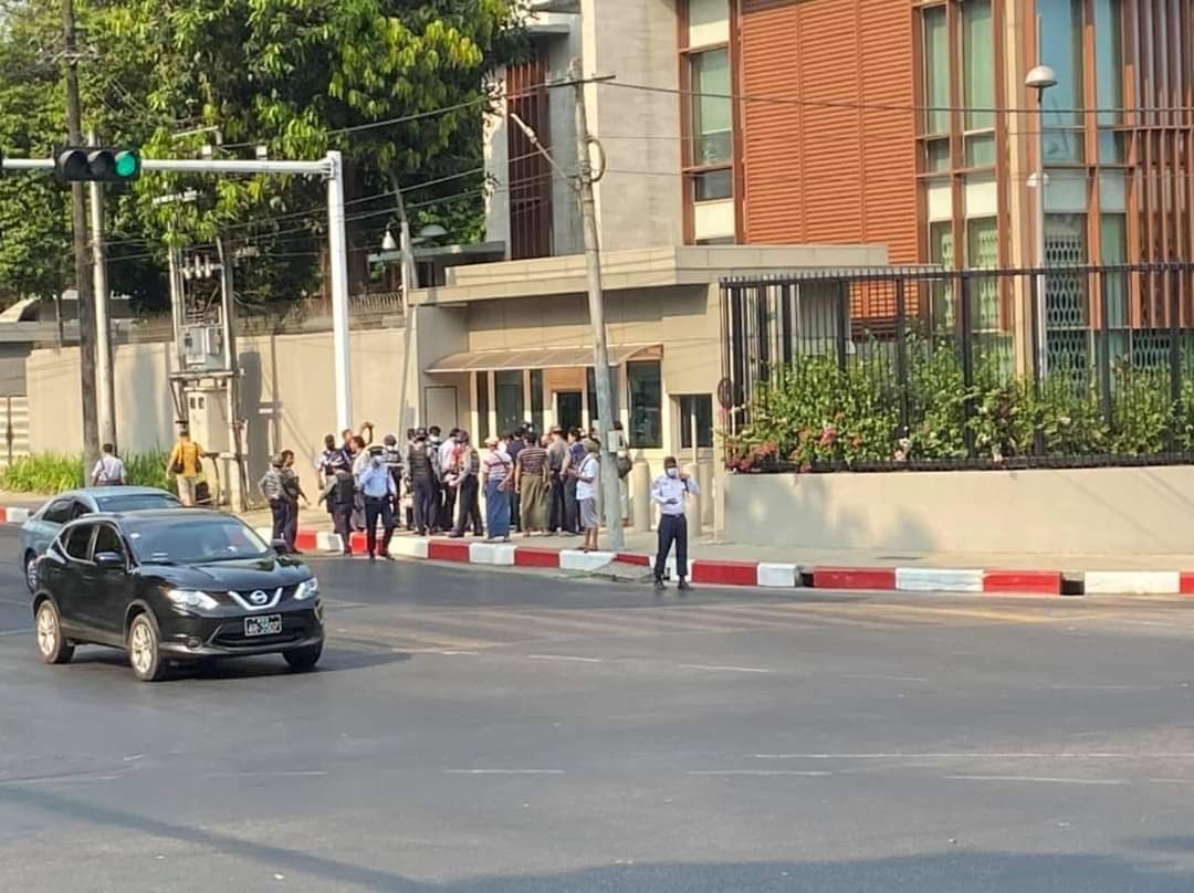 WntWnt1's tweet photo. An American Centre in University avenue road has been shot 4 times by Military Junta (SAC) today at 2.26pm. ANTIFASCIST REVOLUTION 
#AntiFascistRevolution2021 #WhatsHappeningInMyanmar #Mar27Coup https://t.co/caJz4BBDtd