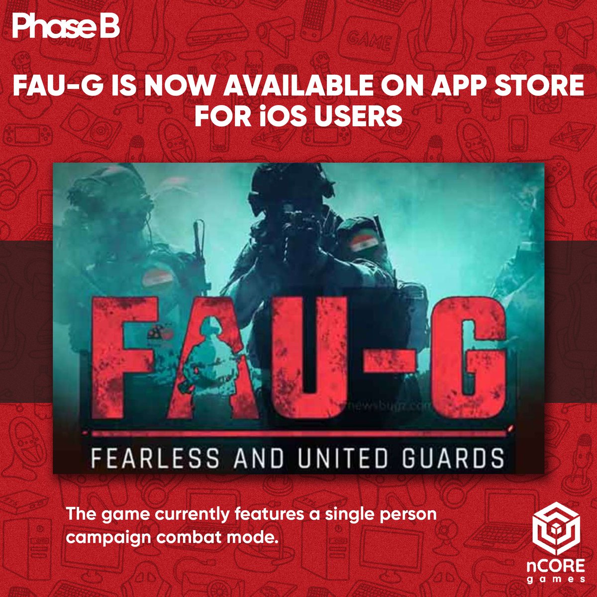 phaseb_in's tweet photo. Fearless and United Guard (FAU-G) which was launched in India on 26th January for Android users, is now available for iOS users as well.
#PhaseBCommunity #PhaseBTweets #FAUG #FearlessAndUnitedGuard #nCore #nCoreGames @nCore_games https://t.co/5u44Z5SGMx
