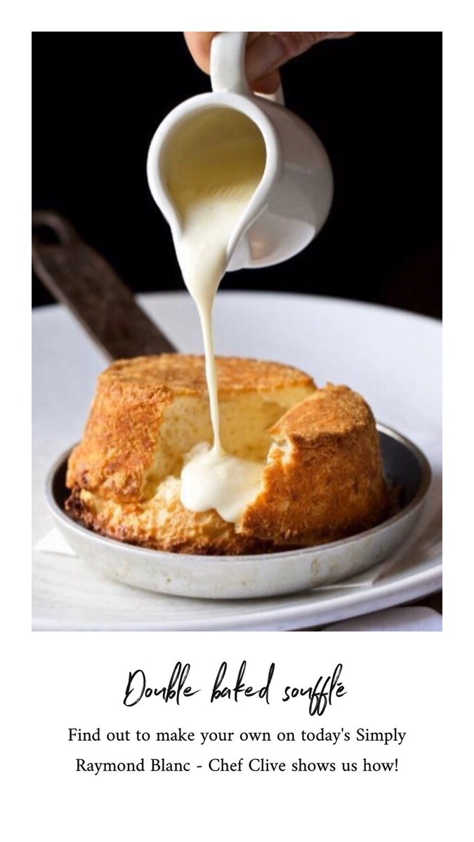 brasserieblanc's tweet photo. Double baked soufflé is on this morning’s menu! Find out how to make your own with Chef Clive. Tune in this morning at 11.40am on ITV...#soufflé #brasserieblanc #chefclive #cookingatitsbest https://t.co/Znb8LbbgrU