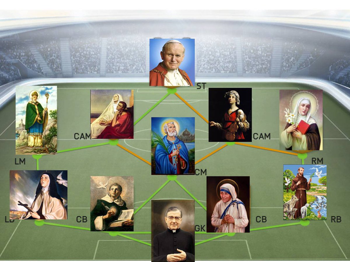 pbretons15's tweet photo. Esta semana he lanzado el reto a mis alumnos d #religión d elaborar su #UltimateTeam versión católica. Tenían q elegir su XI ideal d santos y hacer el cromo al capitán del equipo con su bio y oración.
Les ha encantado conocer la vida d los santos y profundizar en la d uno d ellos https://t.co/7AjAQXN7E1