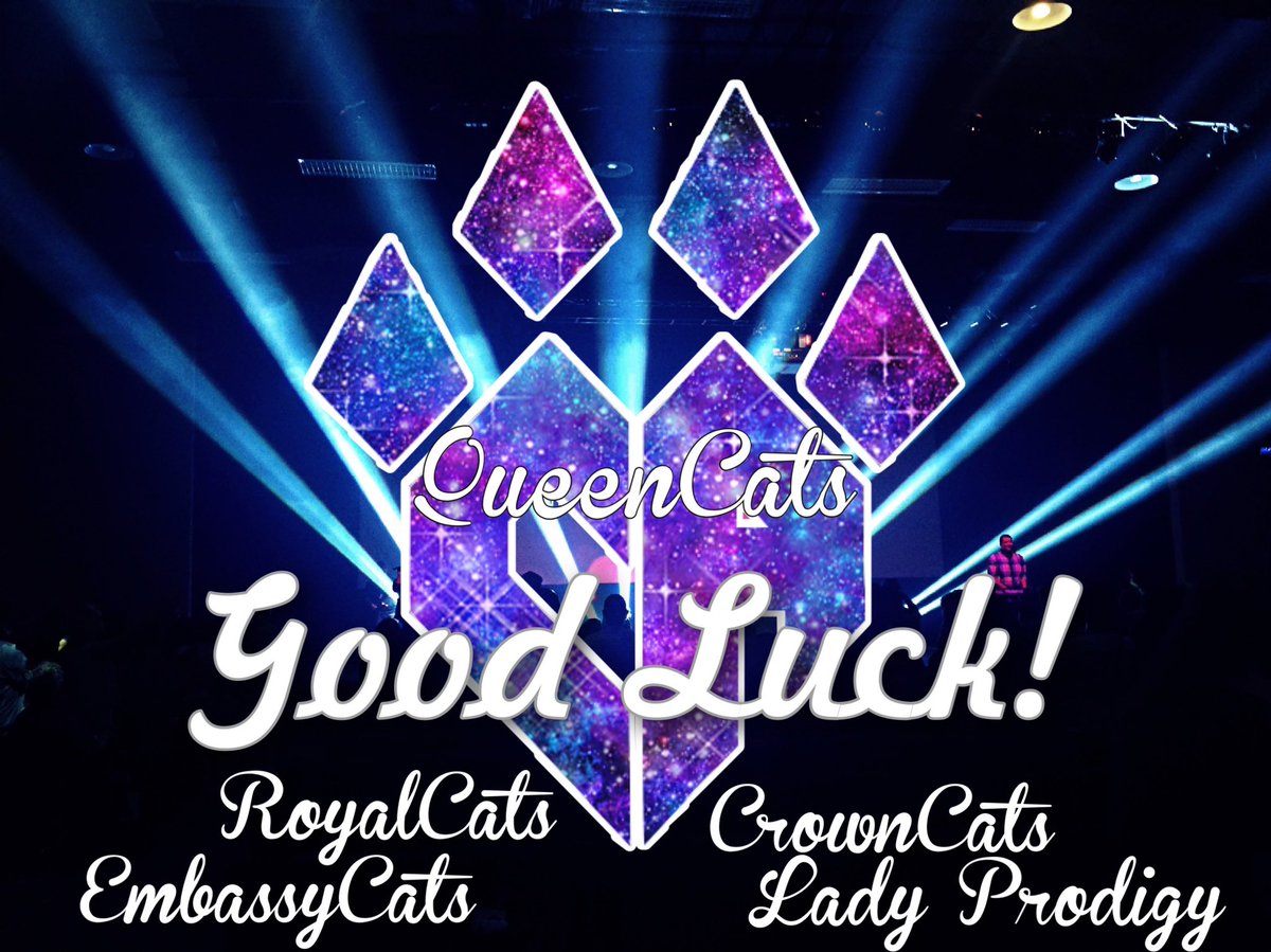 CA_QueenCats's tweet photo. We’re ready to take the stage! Queens hit the mat at 10:00! Good luck @CA_RoyalCats @CA_CrownCats @CA_LadyProdigy @CA_EmbassyCats It’s time to shine!! #Lucky7th #ThisIsOurKingdom #QueensConquer https://t.co/HGJ1OIcYd8