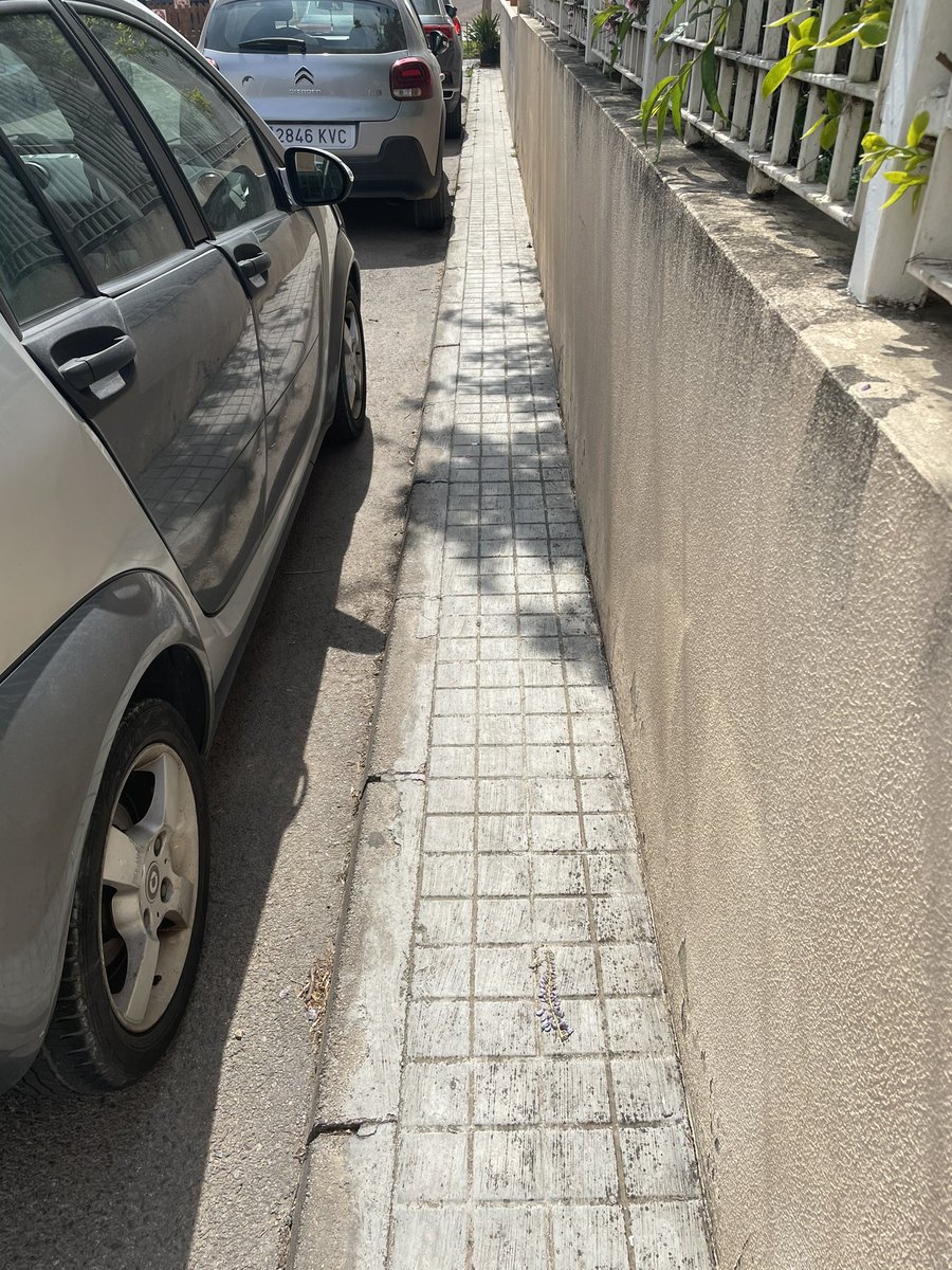 Aida15's tweet photo. Aceras por las que no pueden circular personas con movilidad reducida debido a su estrechez. #diversidaduoc #sharediversitas https://t.co/UUWSOuIWx4