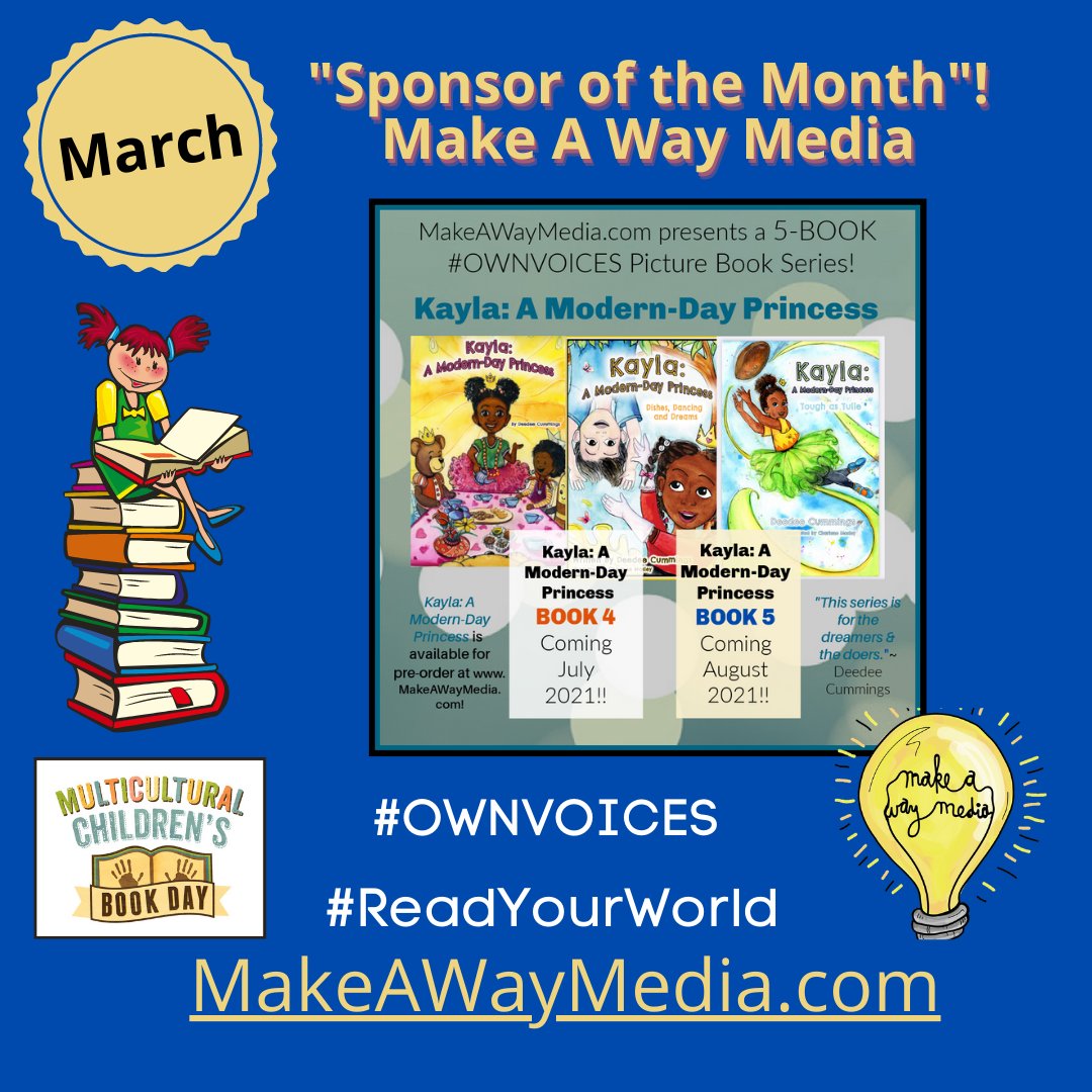 MCChildsBookDay's tweet photo. Launching soon! March Sponsor of the Month @makeawaymedia and @AuthorDeedeeC preparing to welcome BOOK 1 in a 5-book #OWNVOICES series about family, role models, dreams, and a determination for growth. Details at https://t.co/llIaOzXNbu #ReadYourWorld #MakeAWayMedia #kidlit https://t.co/May23Tb7hH