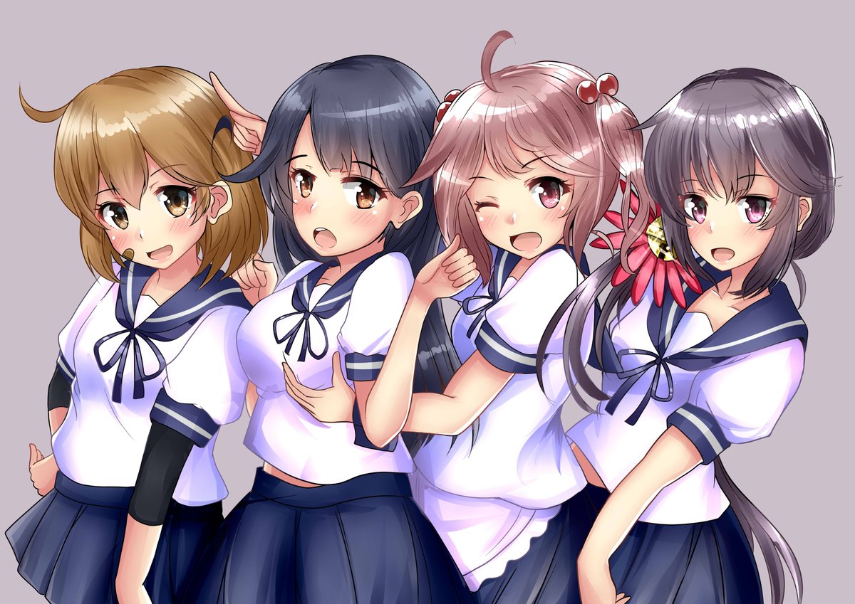 曙(艦これ) ,朧(艦これ) ,漣(艦これ) ,潮(艦これ) 「ただいま、もどりました(`・ω・')ゞ 」|火村 モリタカ＠/5月COMITIA144（B51a)/その次は神戸かわさき10のイラスト
