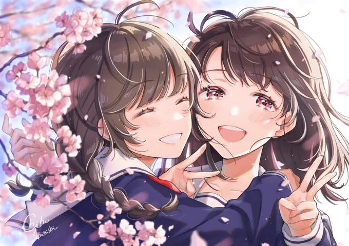 #さくらの日 #創作
 桜と笑む? 
