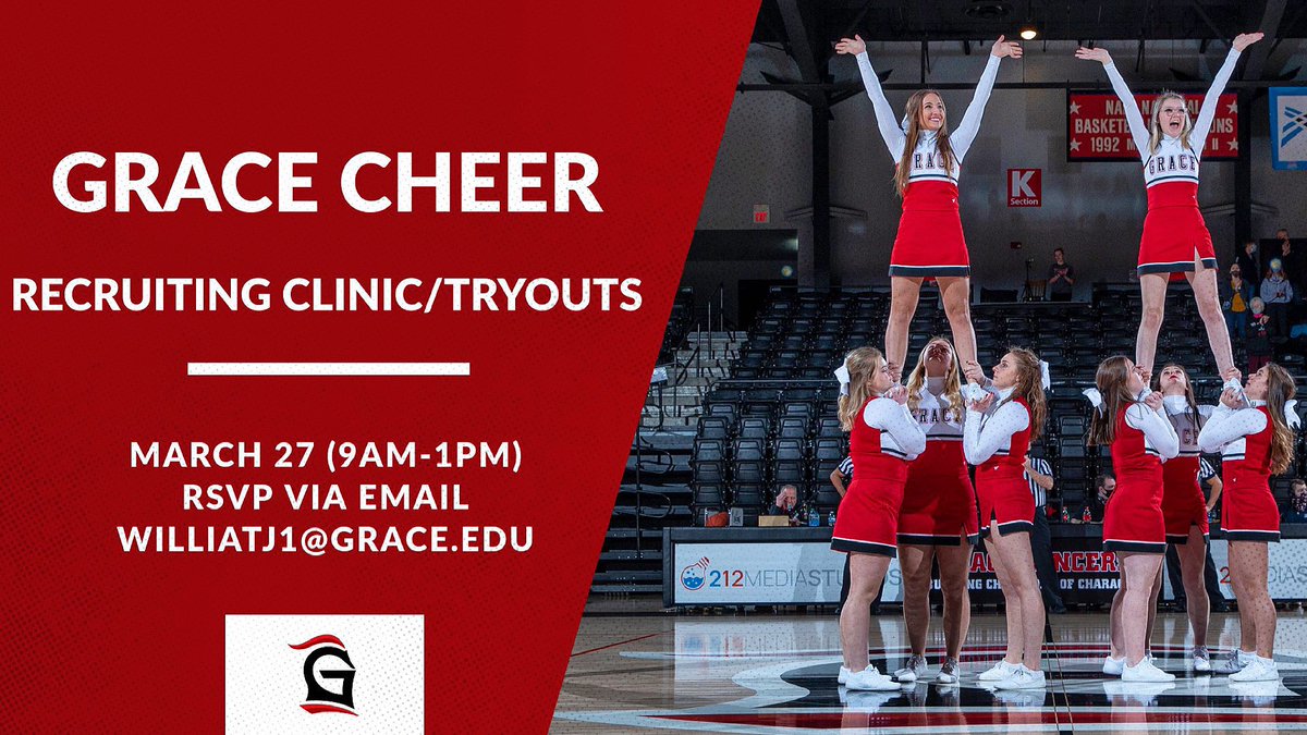 gracecheerteam's tweet photo. Today’s the big day!!! 17 hopefuls, bringing their talent, skills. and passion in hopes of joining the Grace Cheer team!!! Can’t wait to work with you today! #gc #cheer #family https://t.co/vH3MhYtsVW