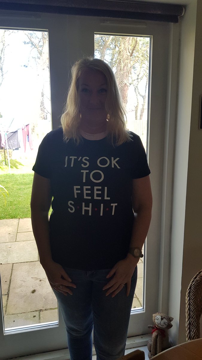 vipblonde's tweet photo. Loving my new T shirt supporting YoungMinds #itsoktofeelshit https://t.co/wM35lnNF8G